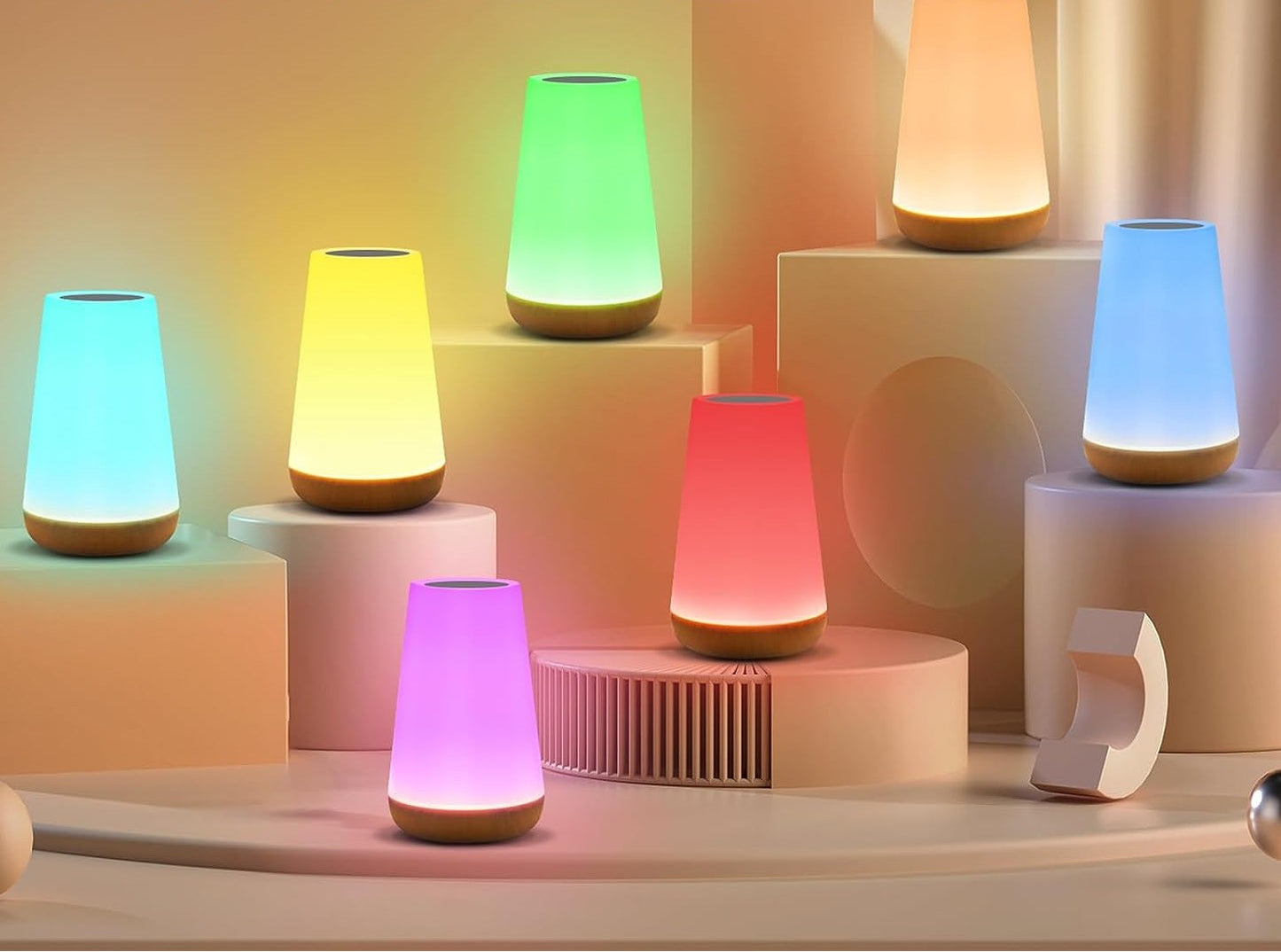 differents couleurs et modes d eclairage lampes de chevet tactiles