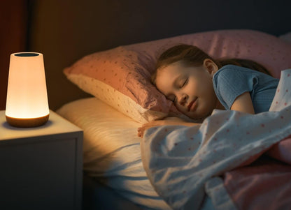 fillette endormie avec lumiere apaisante lampes de chevet tactiles