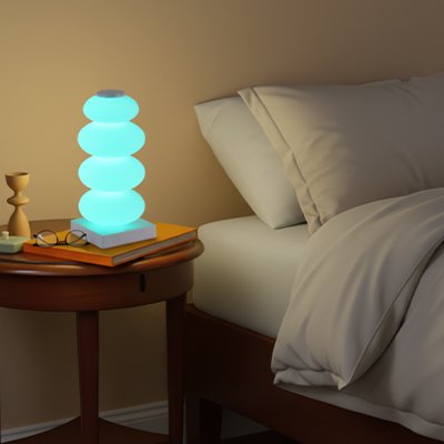 lampe de chevet design  allumee pour détente et endormissement