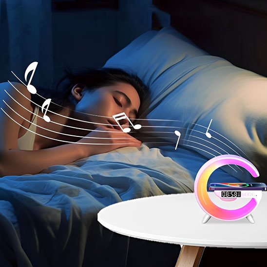 lampe de chevet design avec sons relaxants pour l'endormissement 
