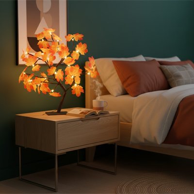 lampe de chevet design évoquant l'automne  créant une ambiance 
