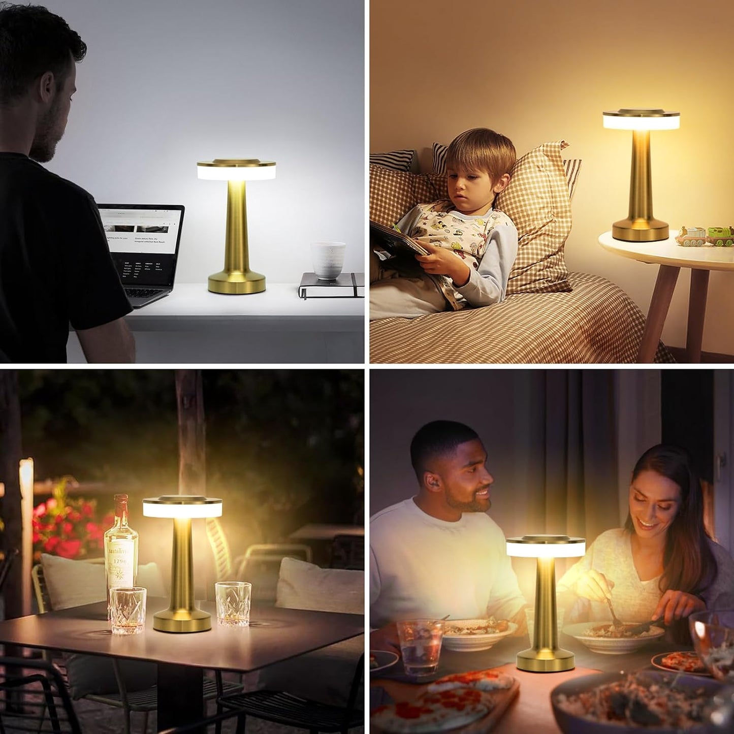 lampe de chevet doree dans differents endroits