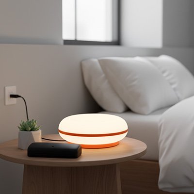 lampe de chevet enfant posee sur petite table