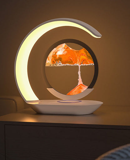 lampe de chevet sans fil sur table allumee