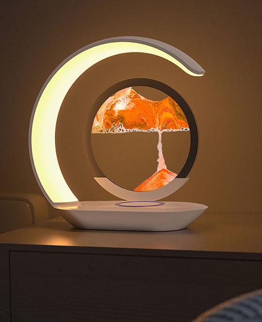 lampe de chevet sans fil sur table allumee