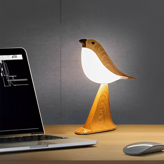 lampe de chevet tactile sur table de travail