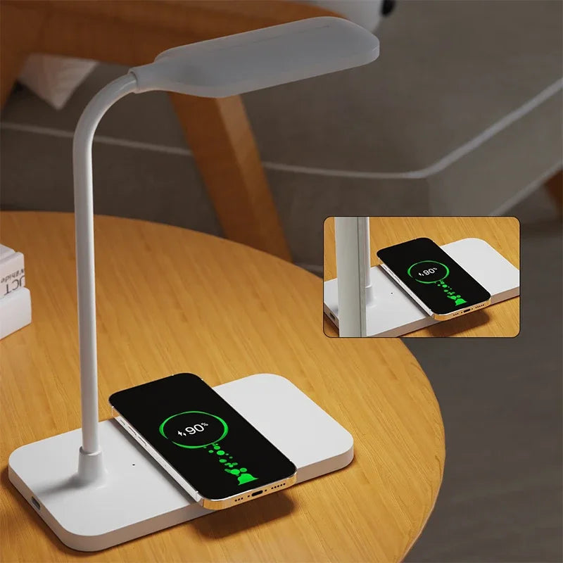 lampe de table sans fils avec un telephone en charge