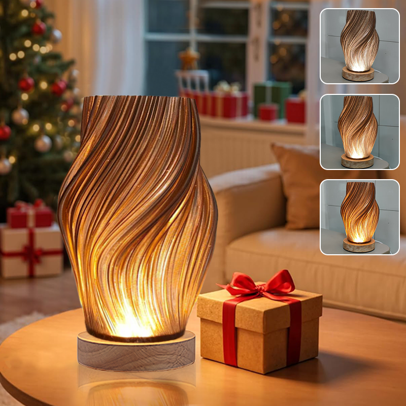 lampe table moderne trois couleurs base bois