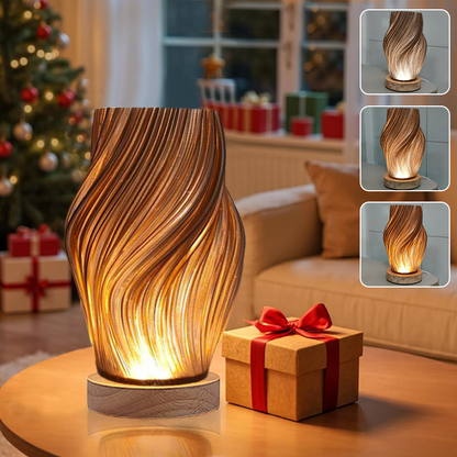 lampe table moderne trois couleurs base bois