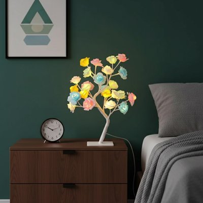 Lampes de chevet design avec fleurs lumineuses différentes couleurs